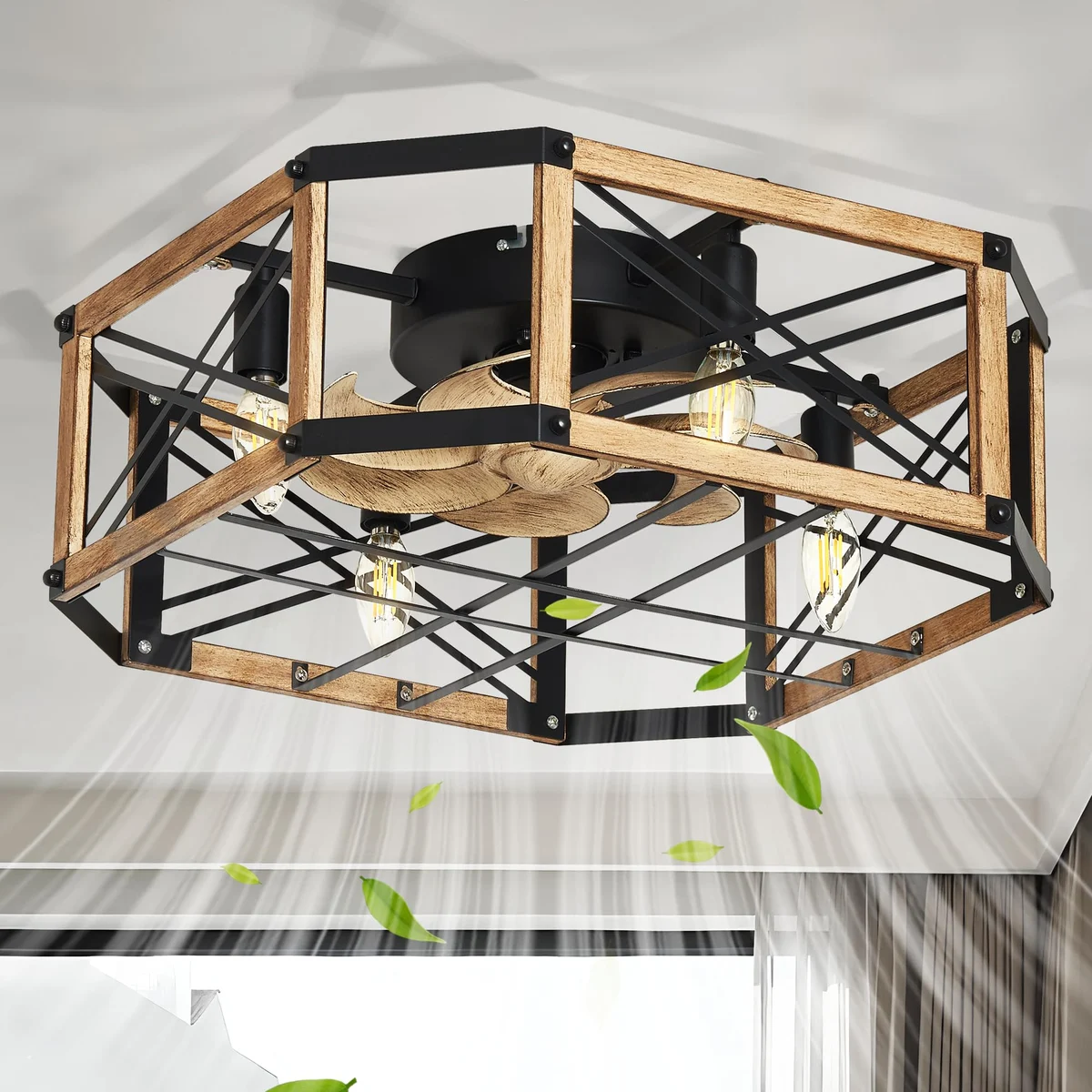 Linher F252 Square Caged Fan Light